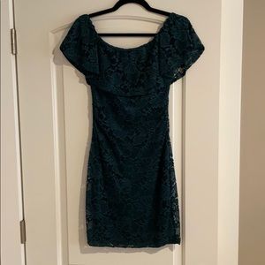 Emerald green lace dress